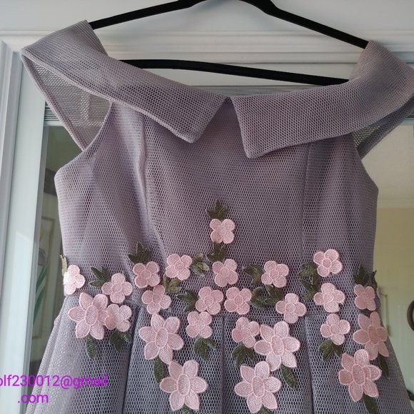 Off shoulder Floral Mesh Bardot Skater Dress - Picture 16 of 16